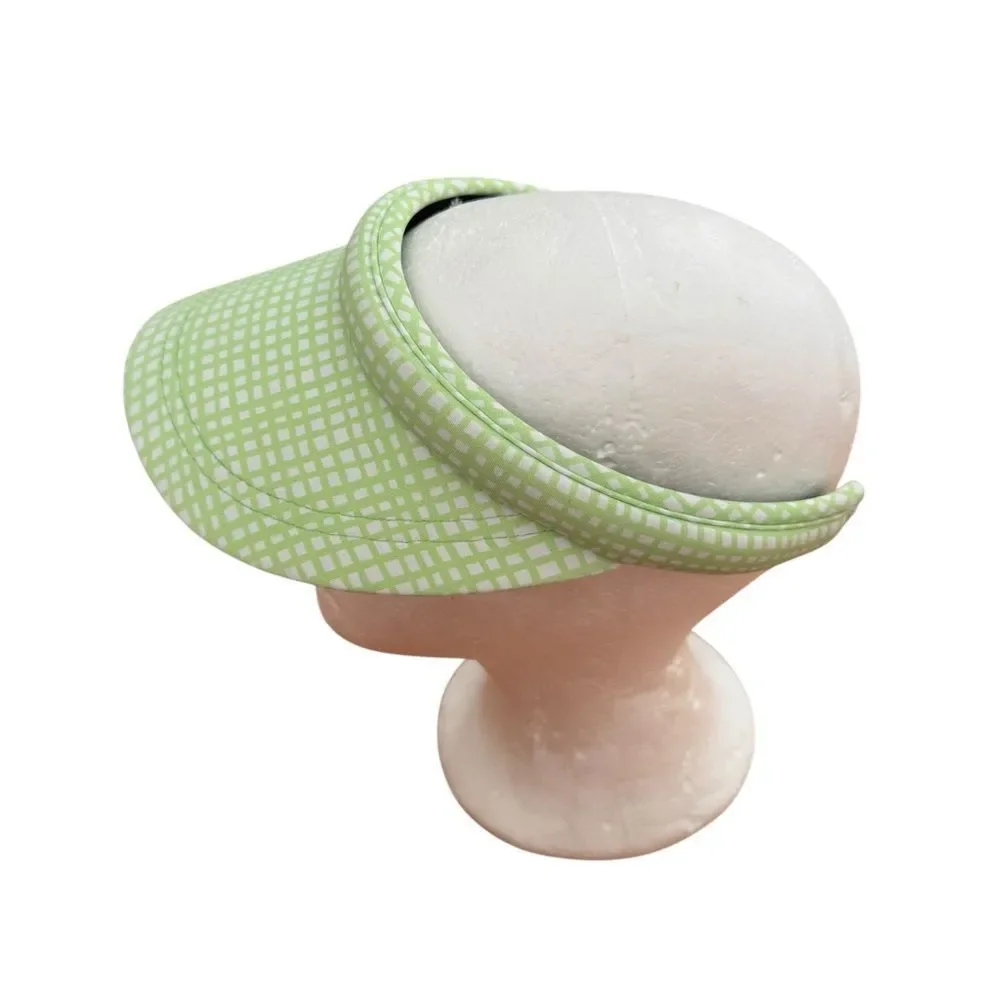 Lele Sadoughi Pistachio Gingham x Solid & Striped Printed Hard visor NWOT